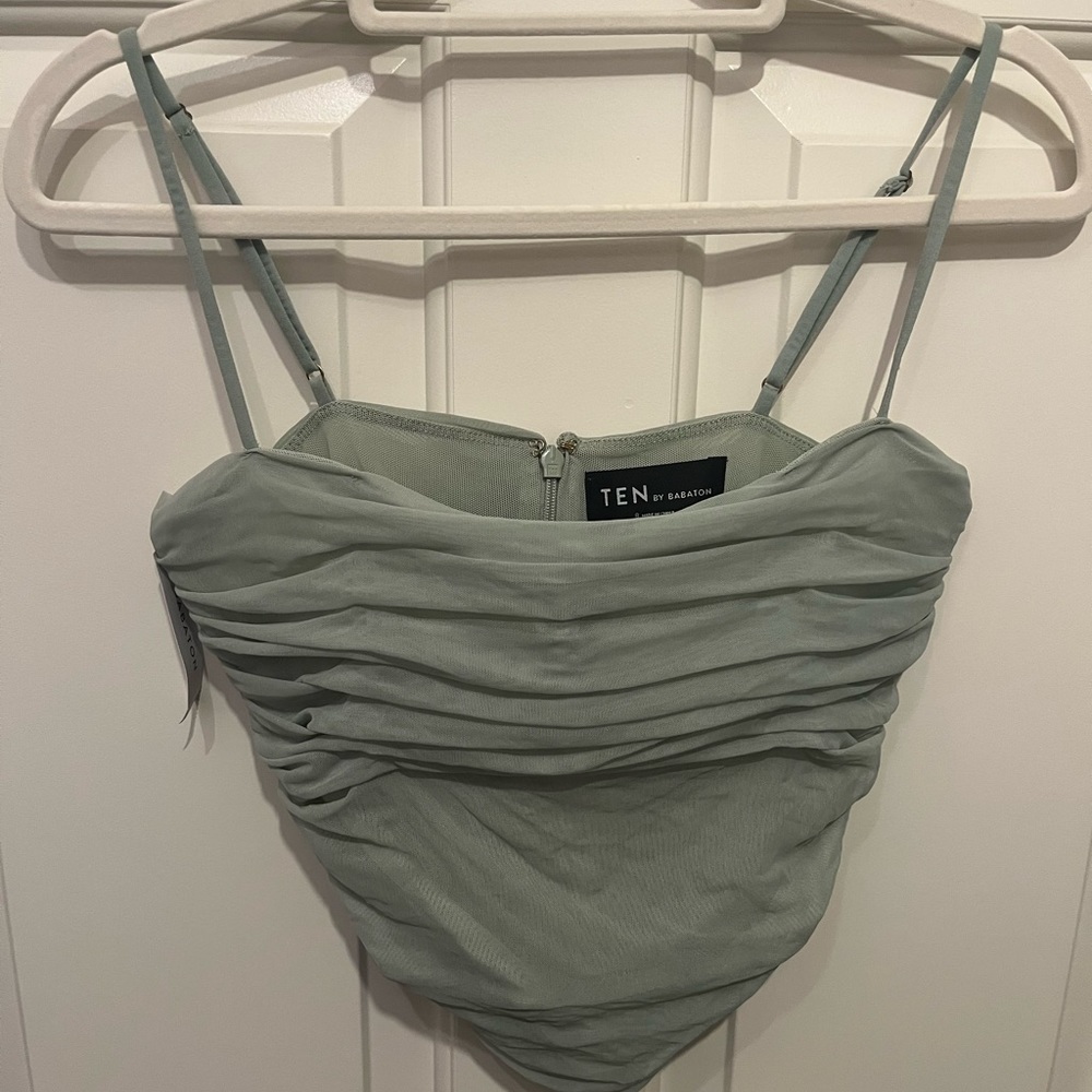 Brand new Aritzia LUXOR silent storm green top